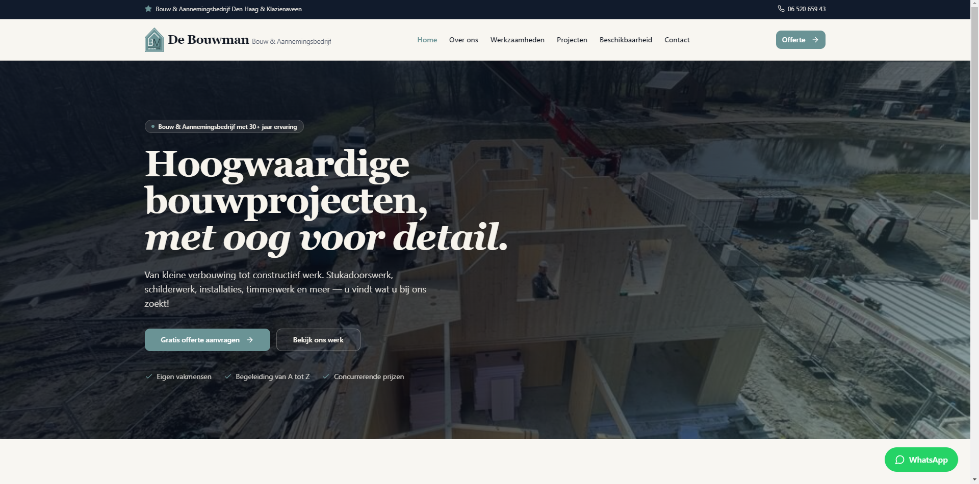 De Bouwman — website mockup
